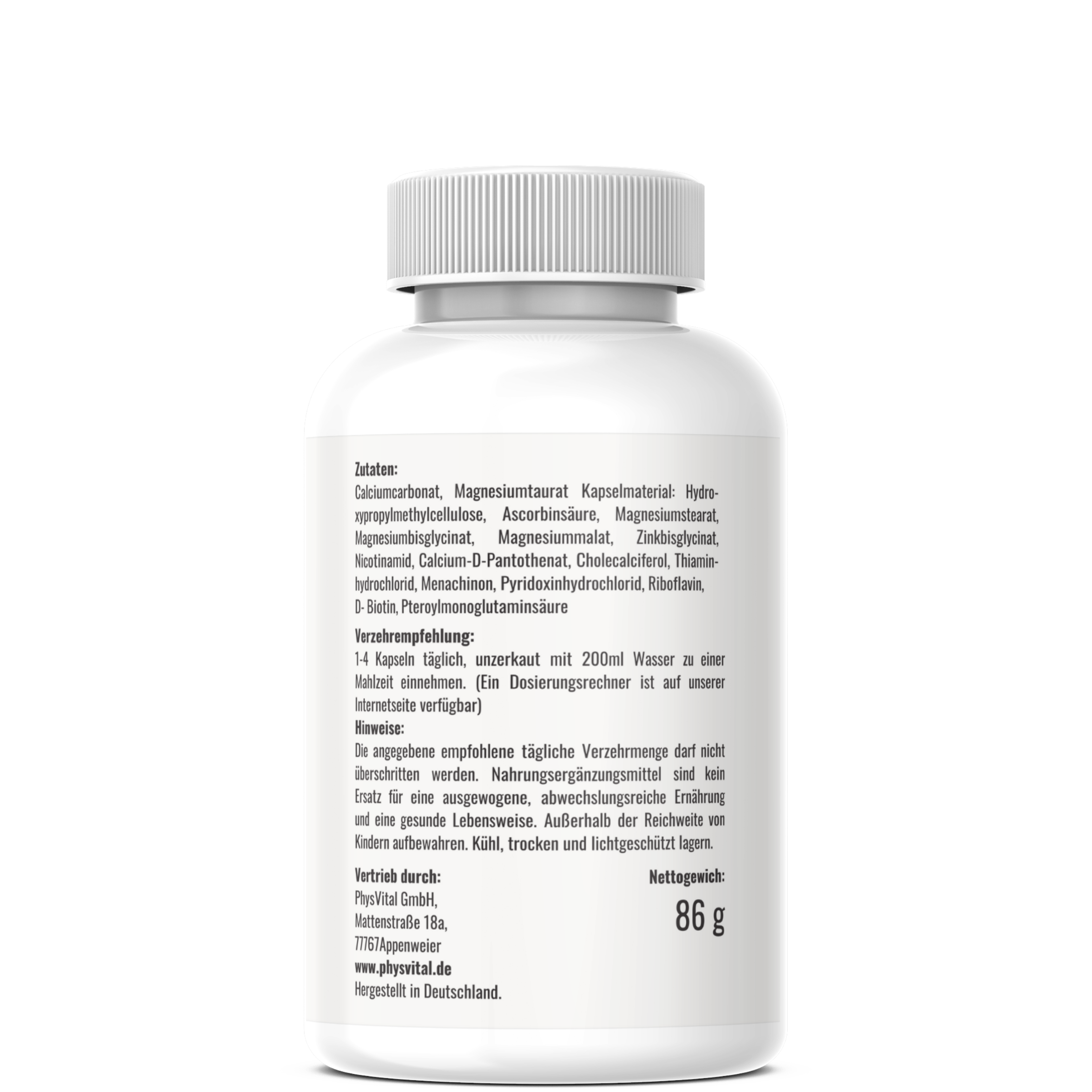 PhysVital, product - multivitamin & mineral complex eticett