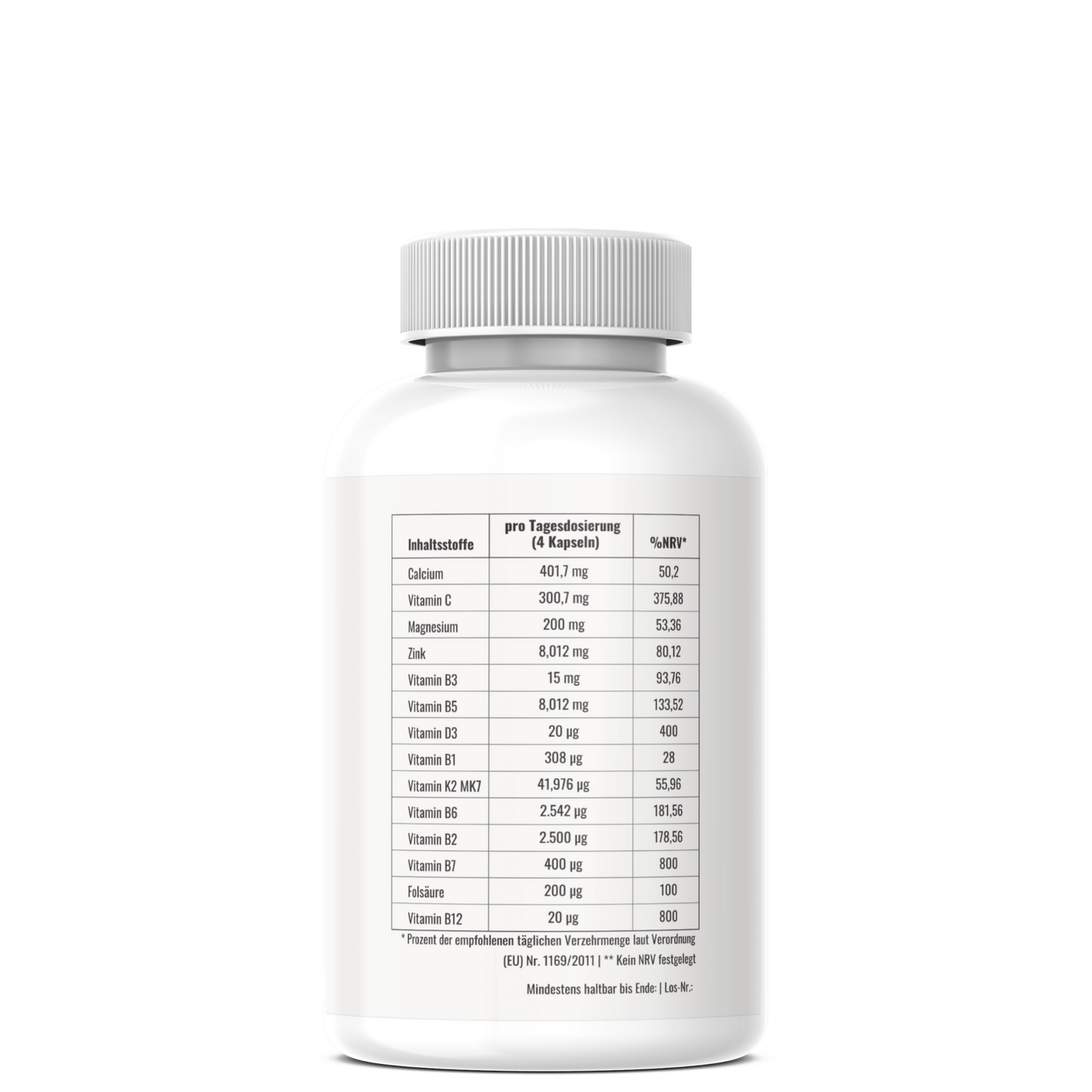 PhysVital, product - multivitamin & mineral complex ingredient list