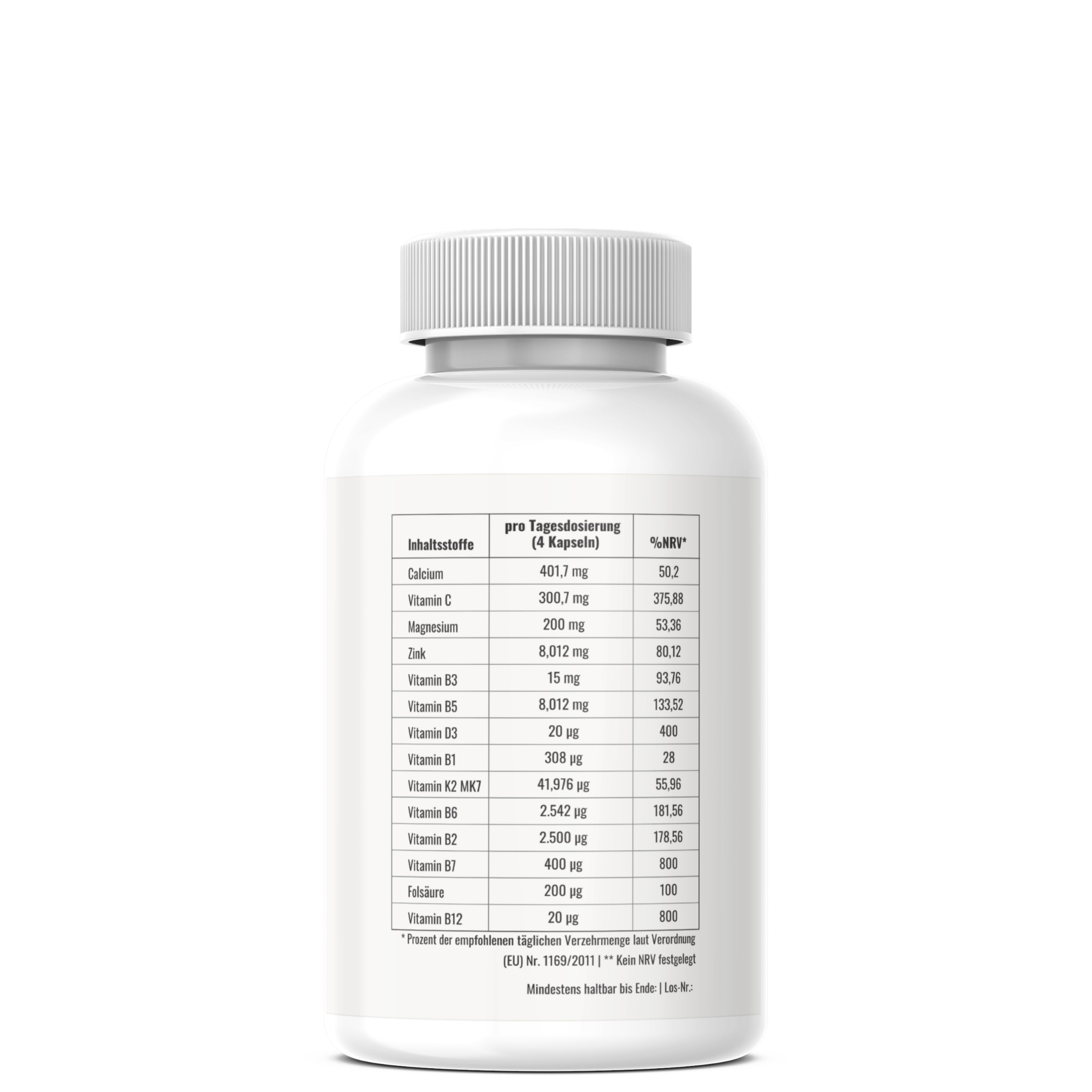 PhysVital, product - multivitamin & mineral complex ingredient list