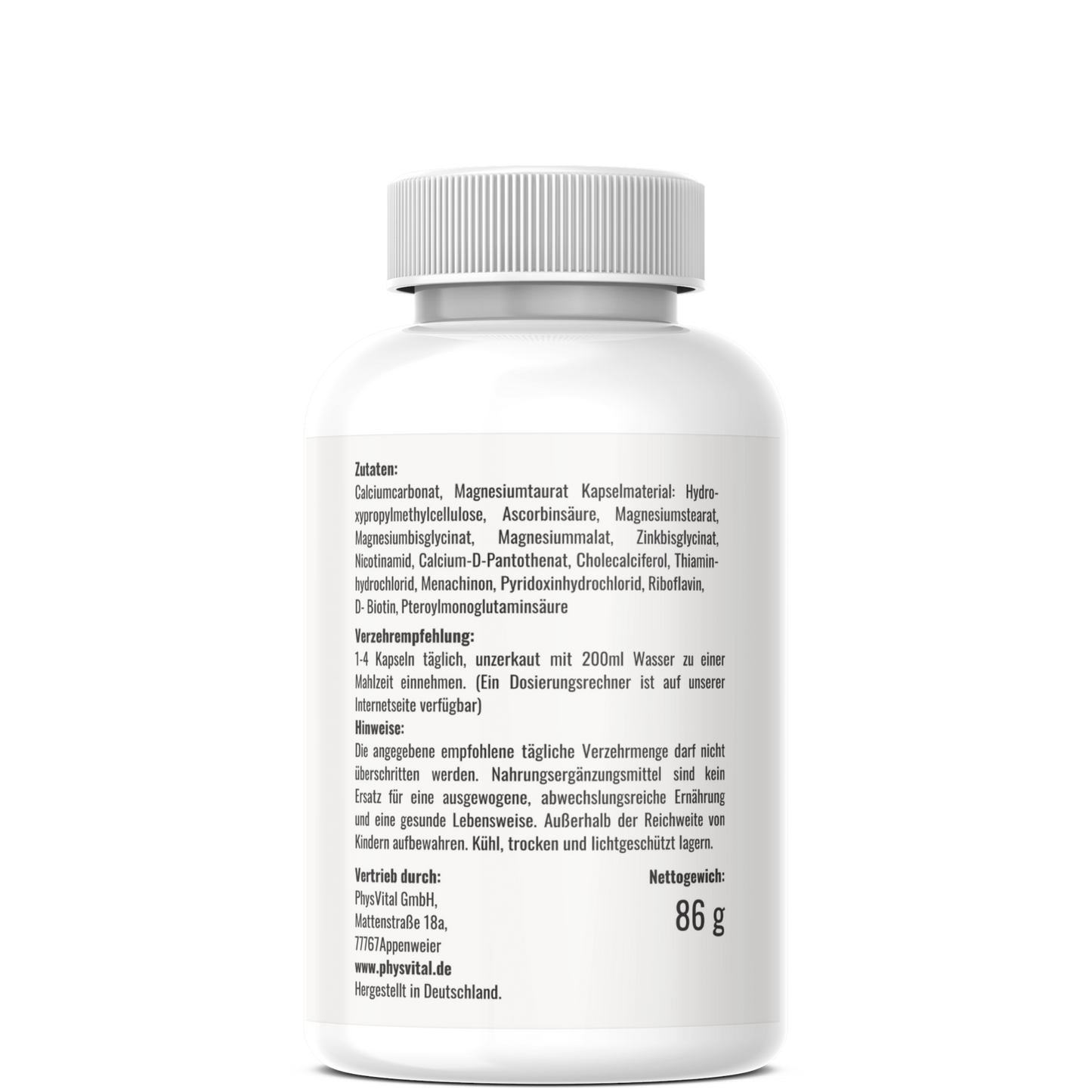 PhysVital, product - multivitamin & mineral complex eticett